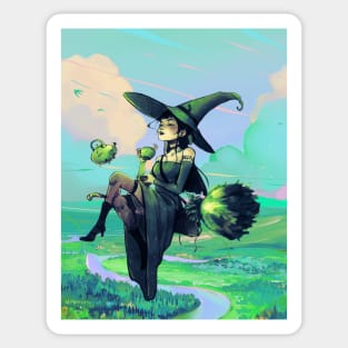 Green Field Witch Sticker